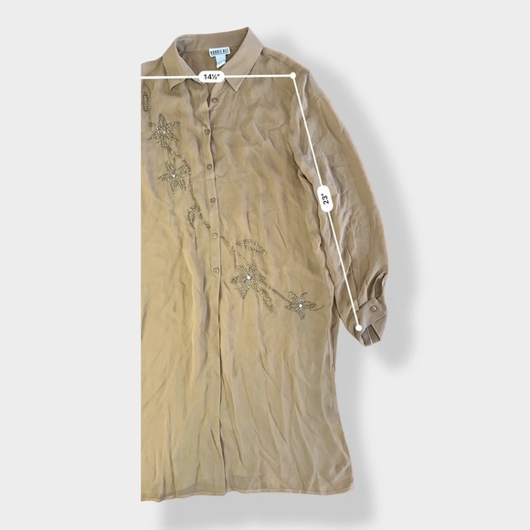 Robbie Bee NWT Vintage‎ 90's 100% Silk Floral Beaded Sheer Top Size 10 - Picture 6 of 9